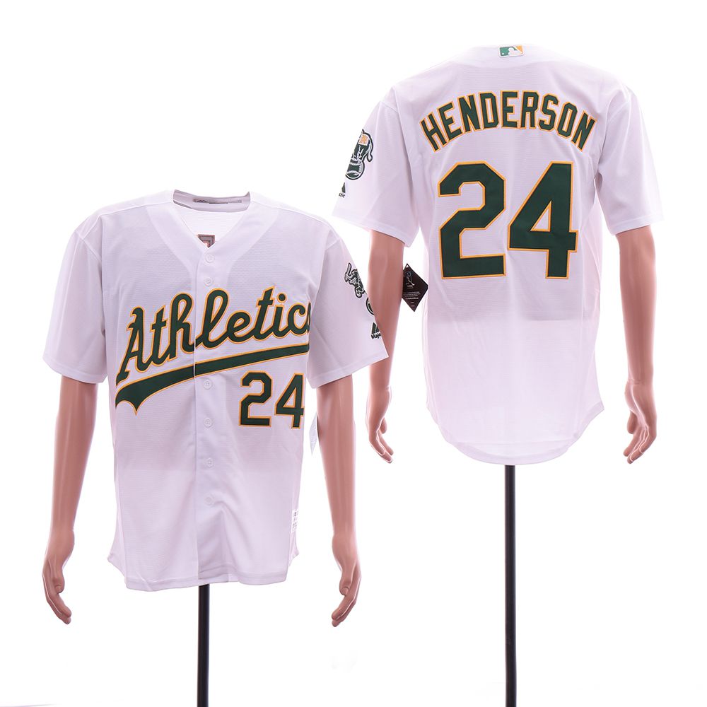 Men Oakland Athletics #24 Henderson White Game MLB Jerseys